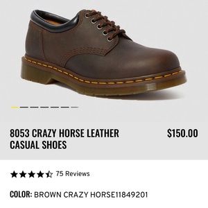 Dr.Martens 8053 CRAZY HORSE LEATHER CASUAL SHOES used women size 9 or men 7